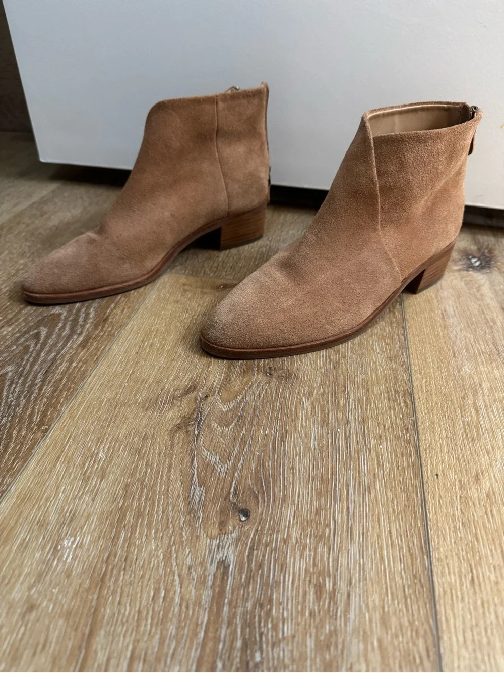 Soludos Suede Ankle Booties in Camel